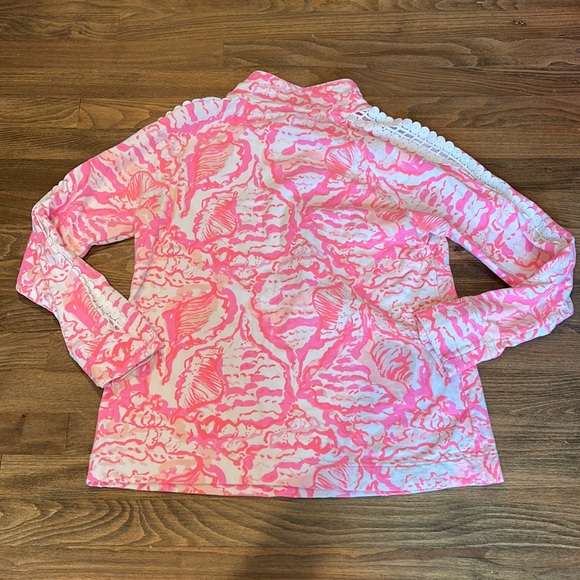 LILLY PULITZER CORAL REEF SKIPPER POPOVER LACE SLEEVE PULLOVER QUARTER ZIP PINK - Picture 10 of 10